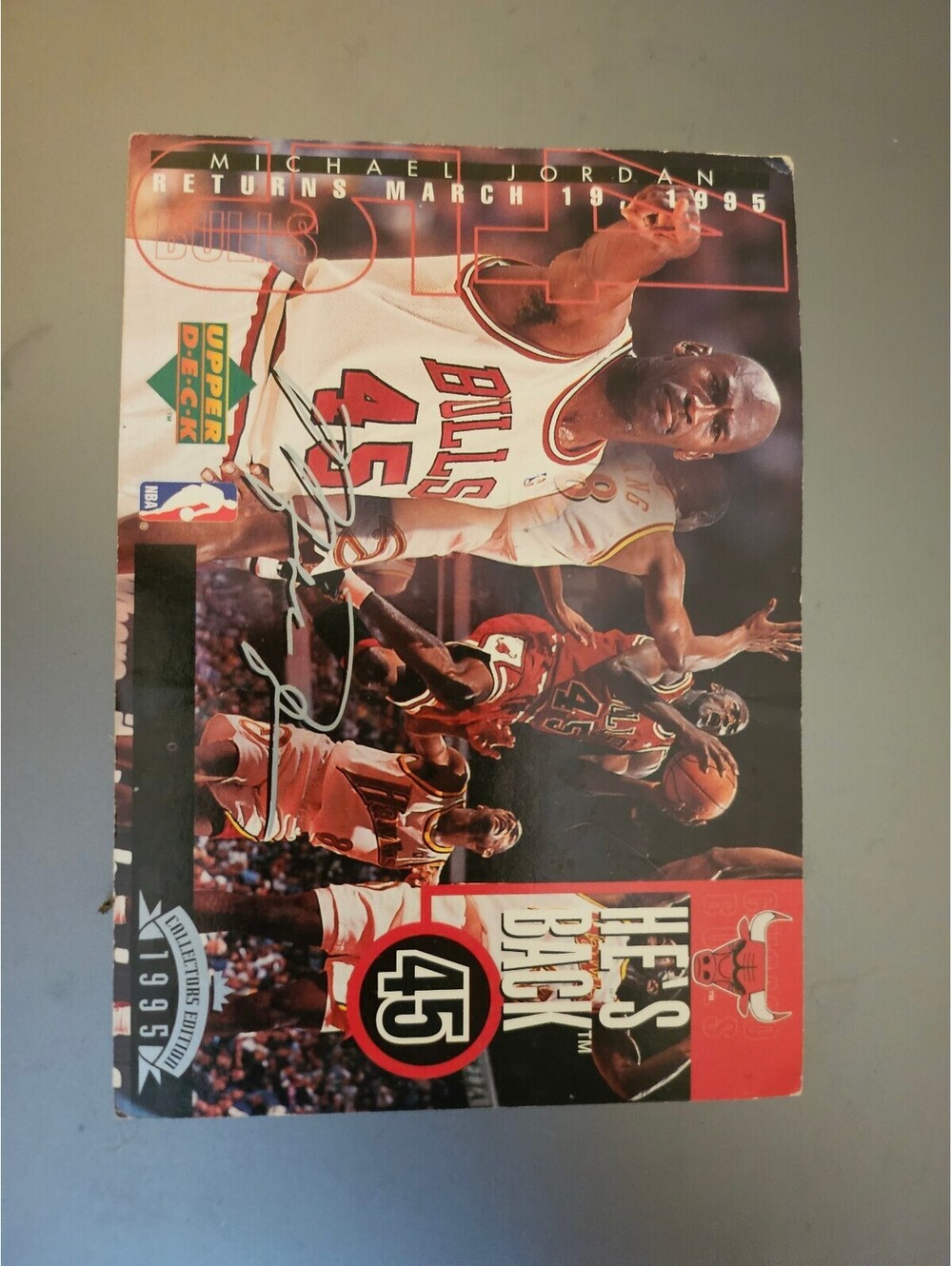 1995 Upper Deck "Jordan Returns" He's Back Jumbo Card - Michael Jordan - poor